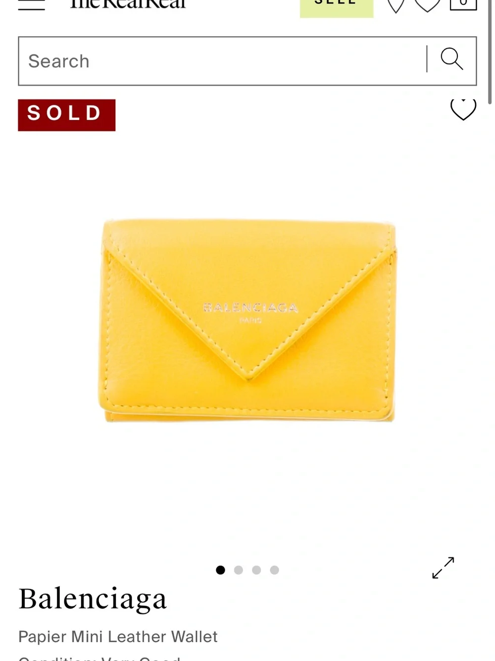 Balenciaga Yellow Papier Mini Wallet